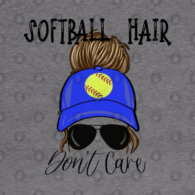 Softball Hair Don’t Care Girl Messy Bun in Cap by Sheila’s Studio